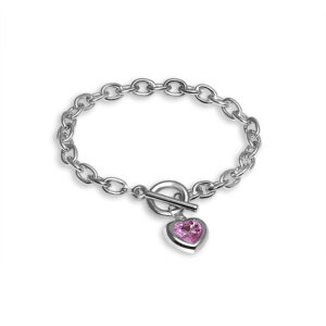 J452-JBR71050PK Pink Crystal Heart Charm Bracelet – 01-21-25