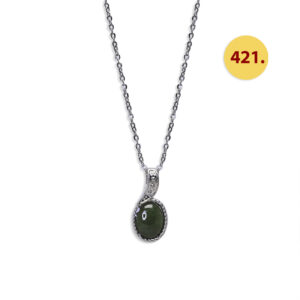 #421 Taiwan Jade Pendant Silvertone: $0.90/pc LOT only