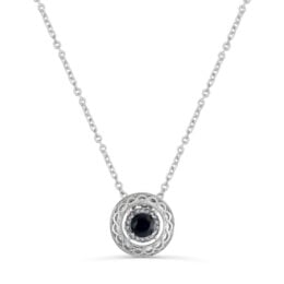 Silver Tone 1ct. Sapphire and Crystal Accents Pendant (S618-SN279)