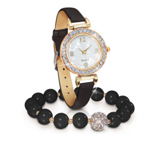 Y397-JS-15099-BLACK – Crystal Watch & Bracelet Set- 06-17-22
