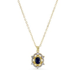 Gold Tone 1ct. Sapphire and Crystal Accents Pendant (Z124-LN5266)
