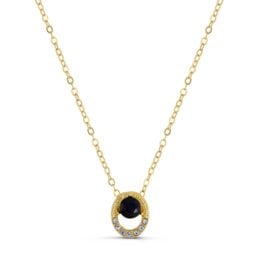 Gold Tone 1ct. Sapphire and Crystal Accents Pendant (Z124-LN5297)