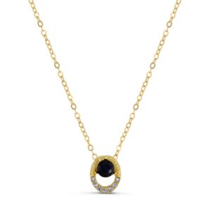 Gold Tone 1ct. Sapphire and Crystal Accents Pendant (Z124-LN5297)